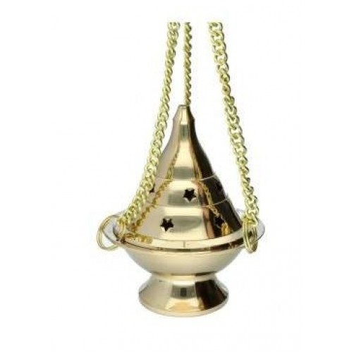 Posoda za kadilo z verižico, zvezde, medenina
