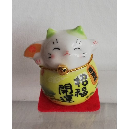 Feng shui srečna mačka zelenkastorumena 5 x 5 cm