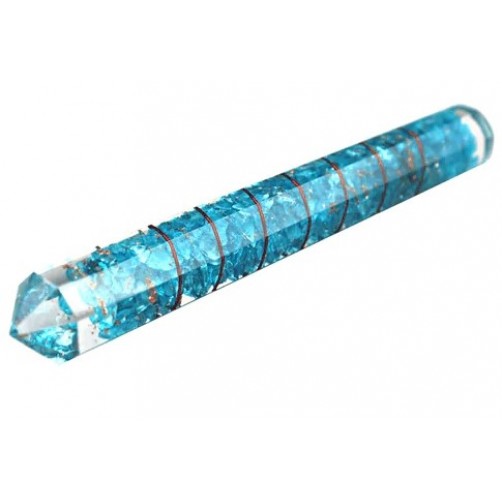 Modri topaz, orgonitna masažna palica z bakreno žico
