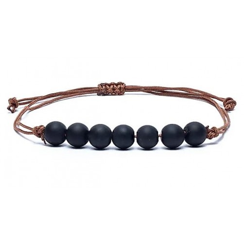 Zapestnica, obsidian, nastavljiva vrvica, 6 mm