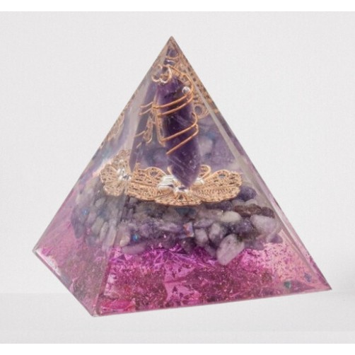 Orgonit piramida, ametistova konica, 6 x 6 cm