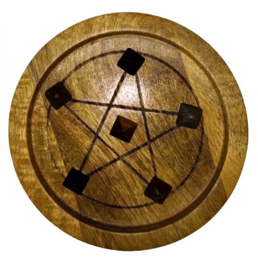 Kristalna mreža za zaščito, podstavek s pentagramom in kristalnimi piramidicami