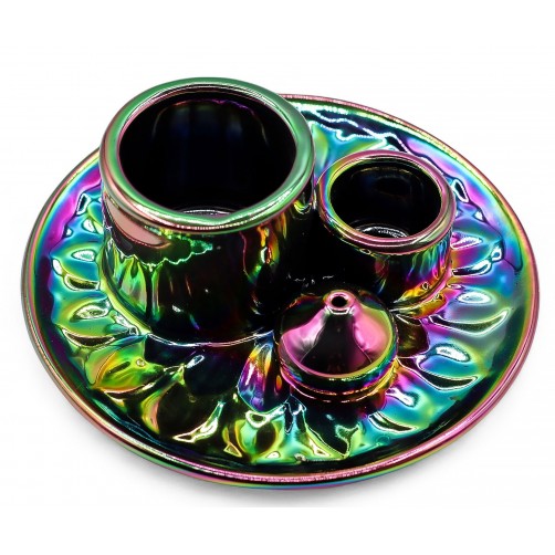 Držalo za palčke, palo santo in beli žajbelj, kovinska mavrica