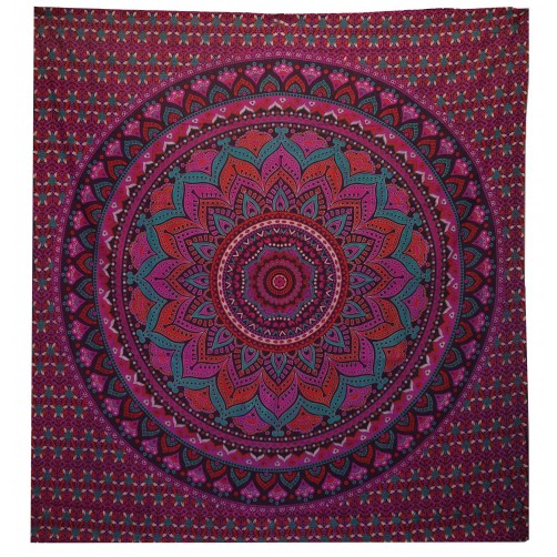 Pregrinjalo iz indijskega bombaža, mandala, temno rdeče