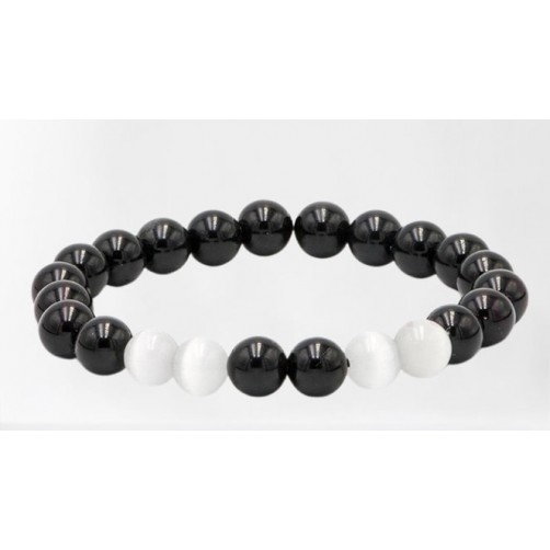 Turmalin in selenit, zapestnica, 8 mm