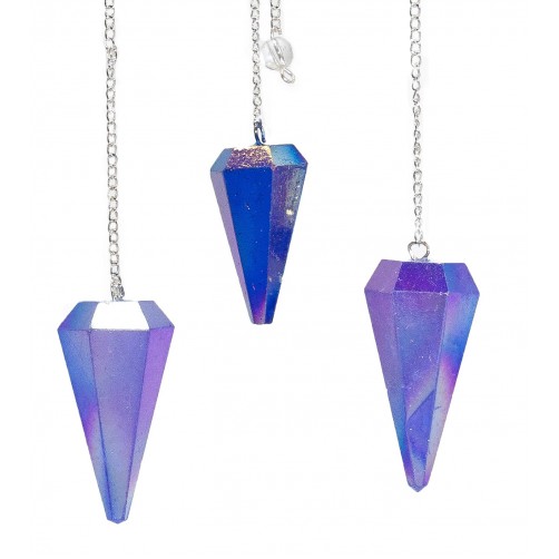 Kristalno nihalo, Aura quartz, modro