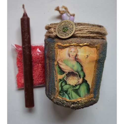 Vrelec denarne sreče, ritual za finančno stabilnost z rjavo svečo